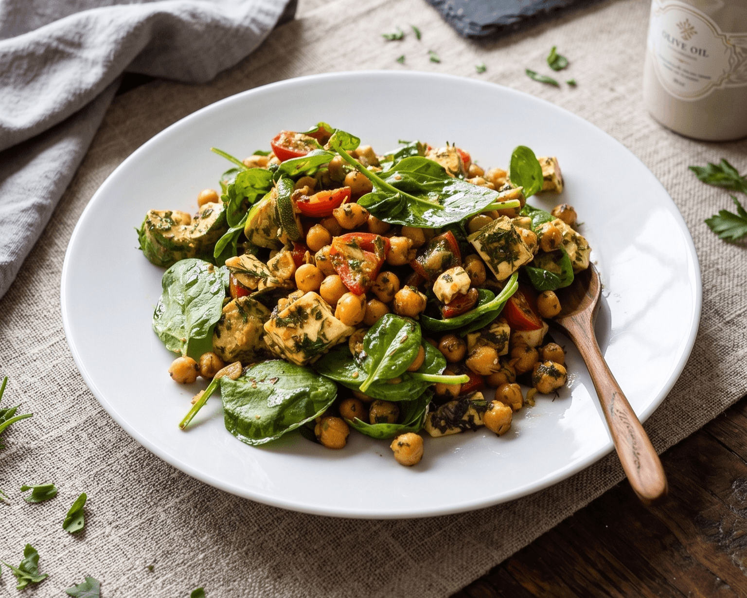 Salade de courgettes et pois chiches grillés