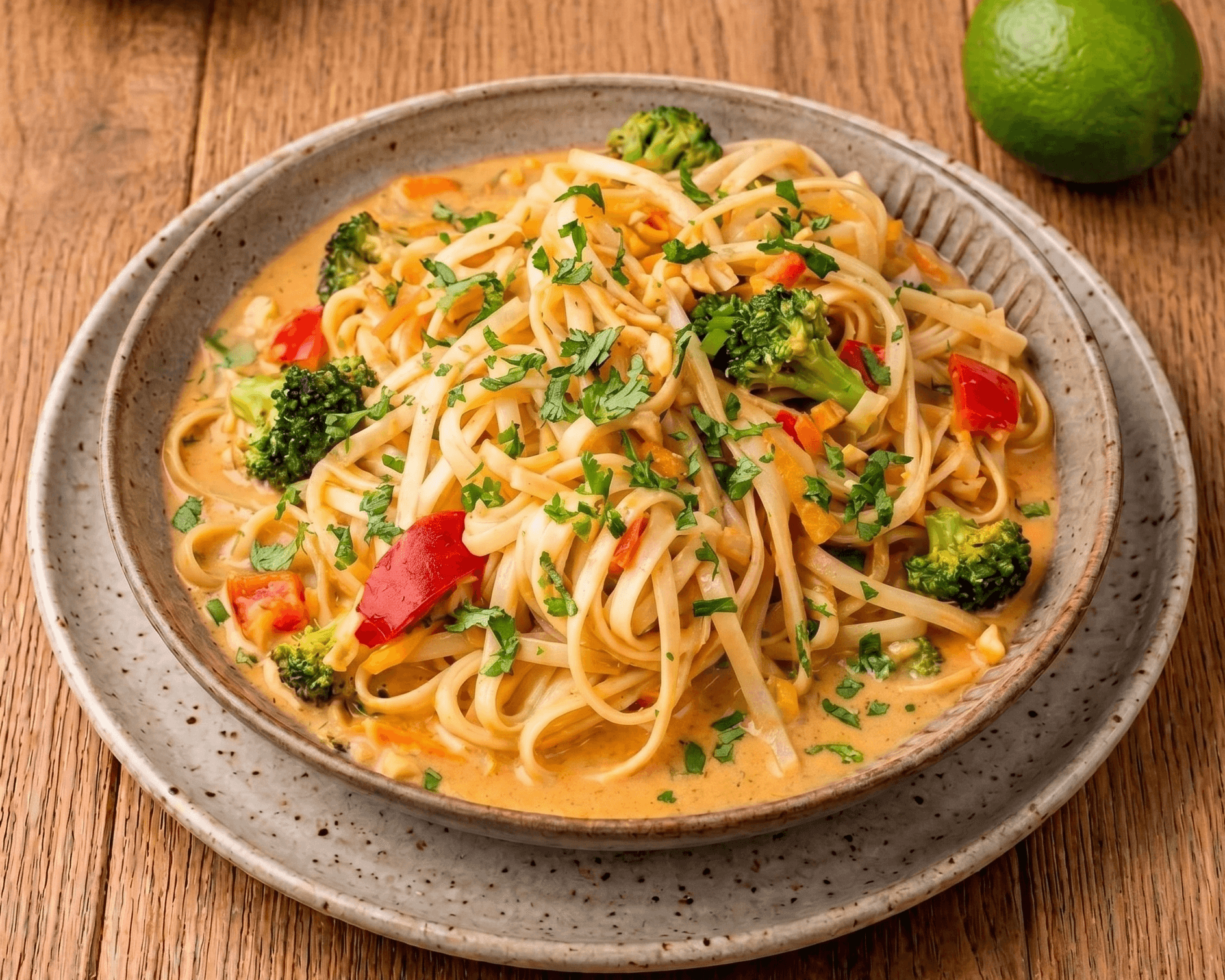 Nouilles aux légumes sauce cacahuète