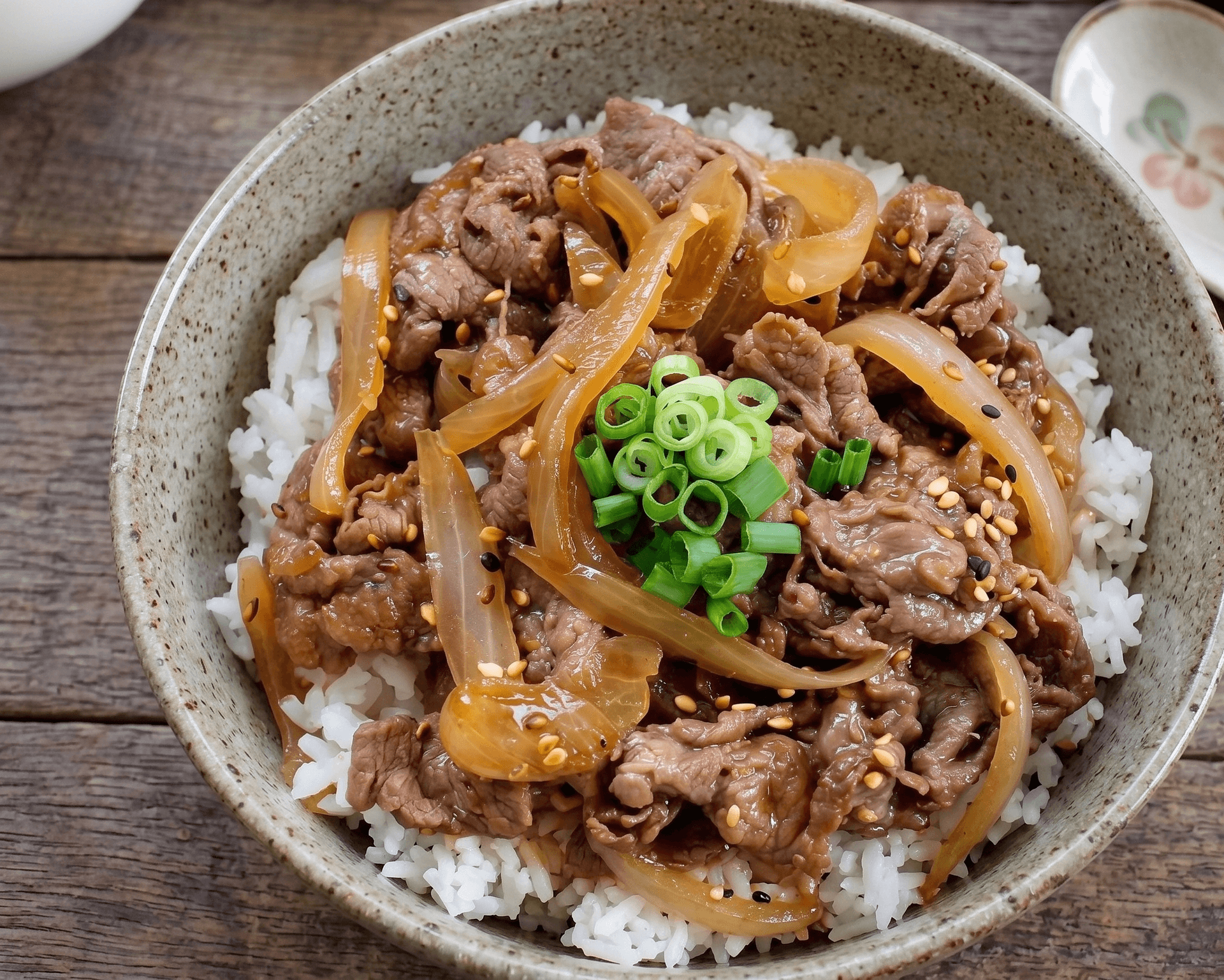 Bœuf aux oignons, gingembre et riz basmati
