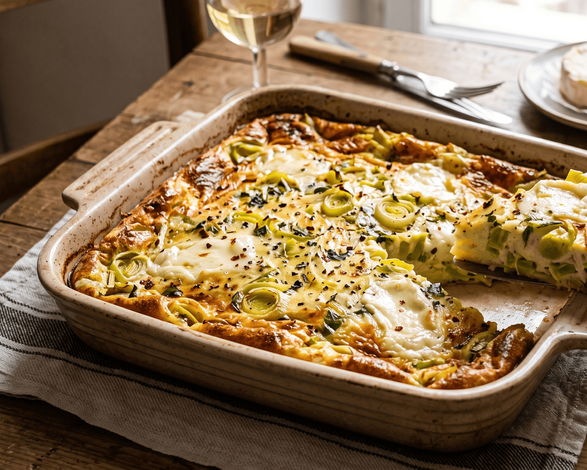 Clafoutis au poireau et Saint-Marcellin
