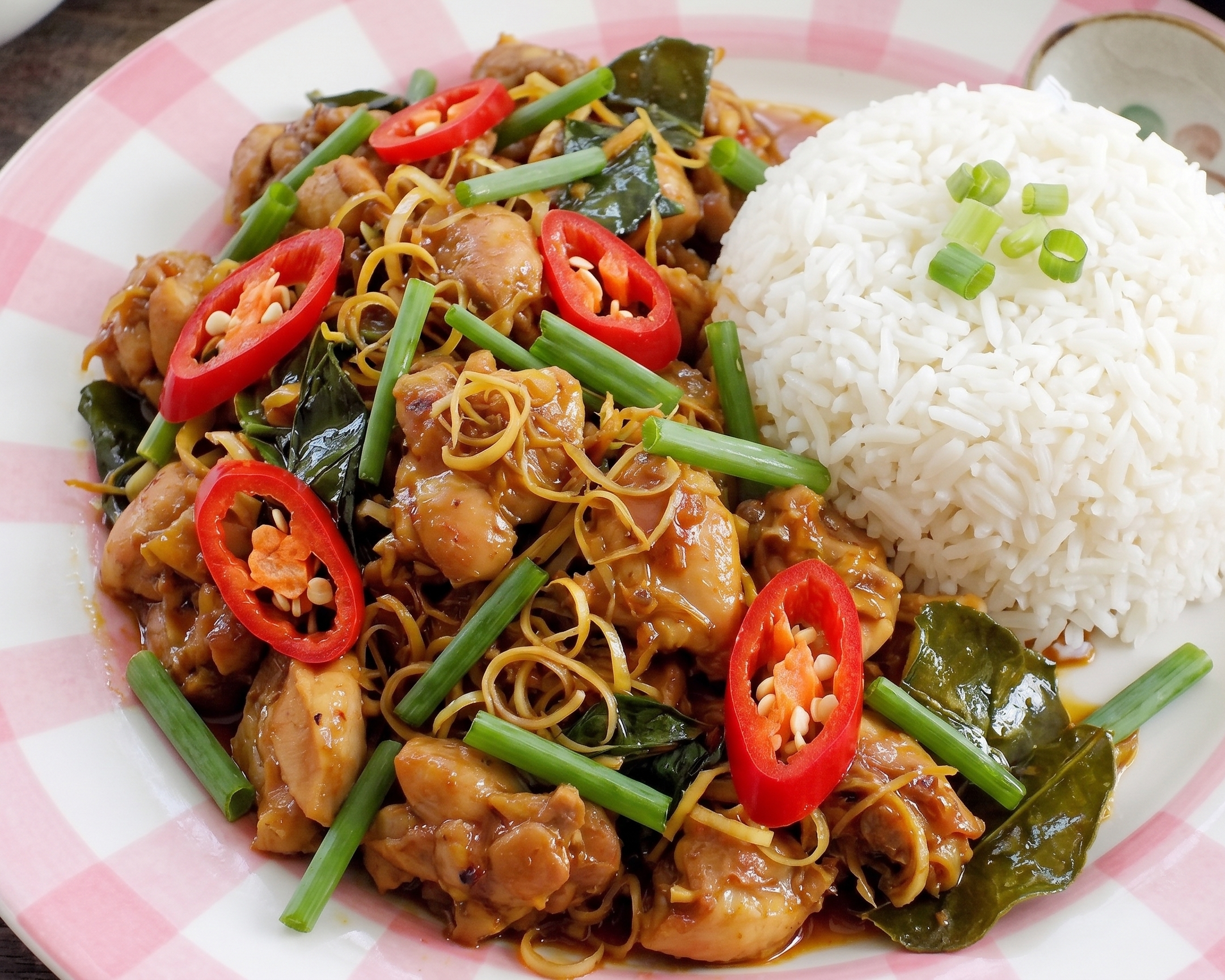 Gà xào xả ớt (poulet à la citronnelle)