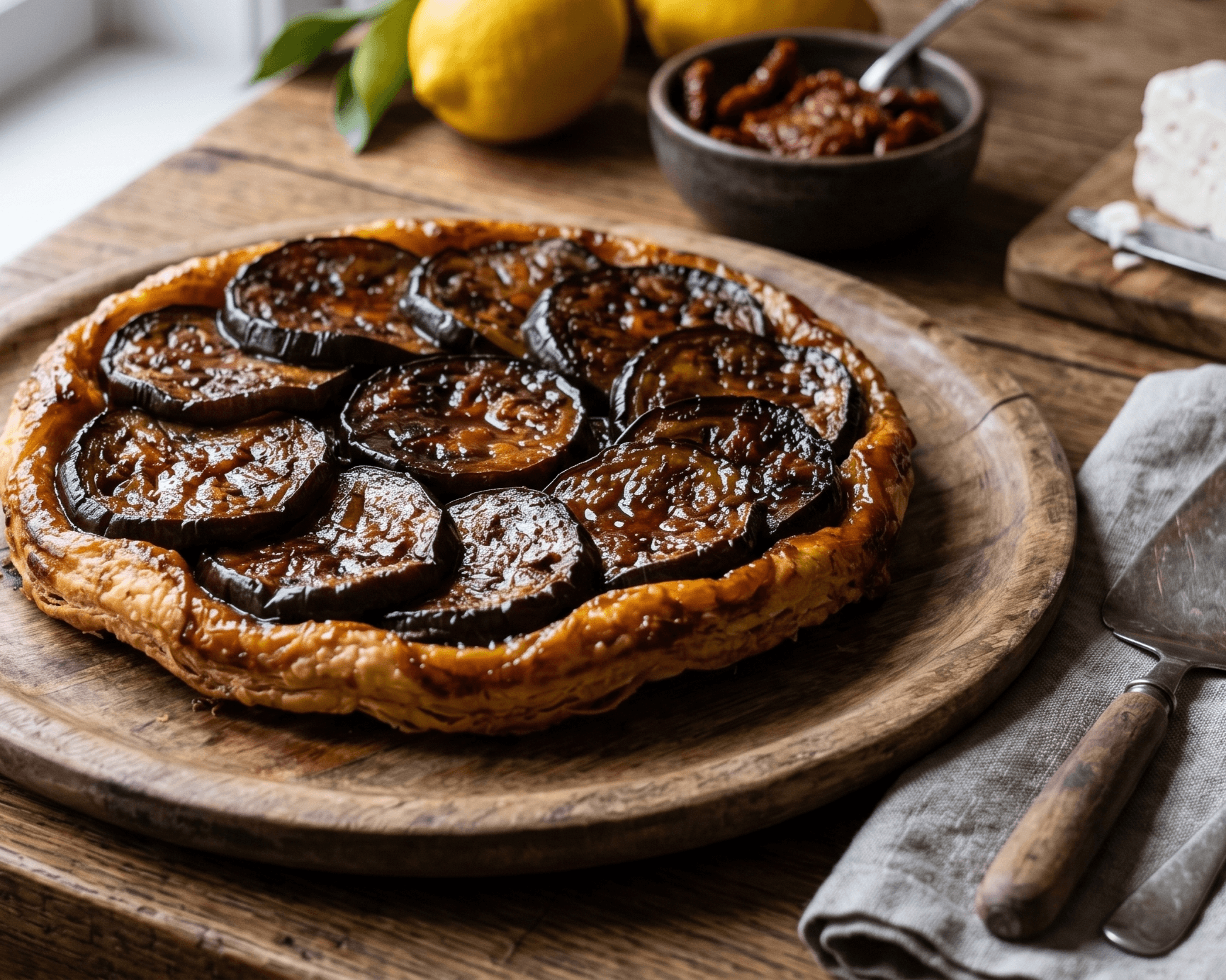 Tarte tatin aux aubergines de Cyril Lignac