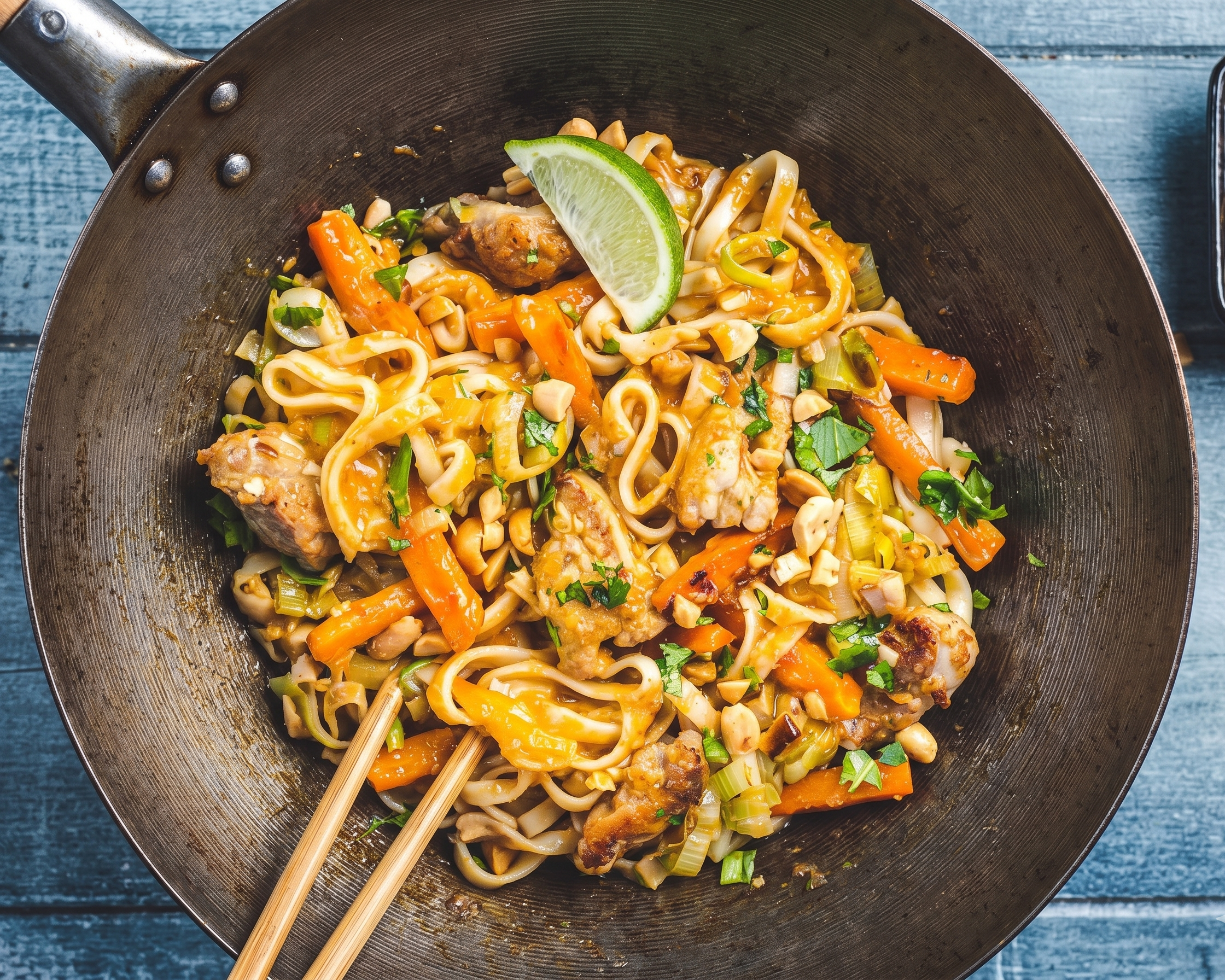 Wok de poulet et poireau